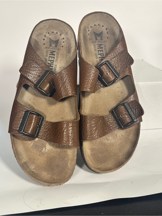 Mephisto Tan Suede Slide Sandal with Logo Insole main image 5